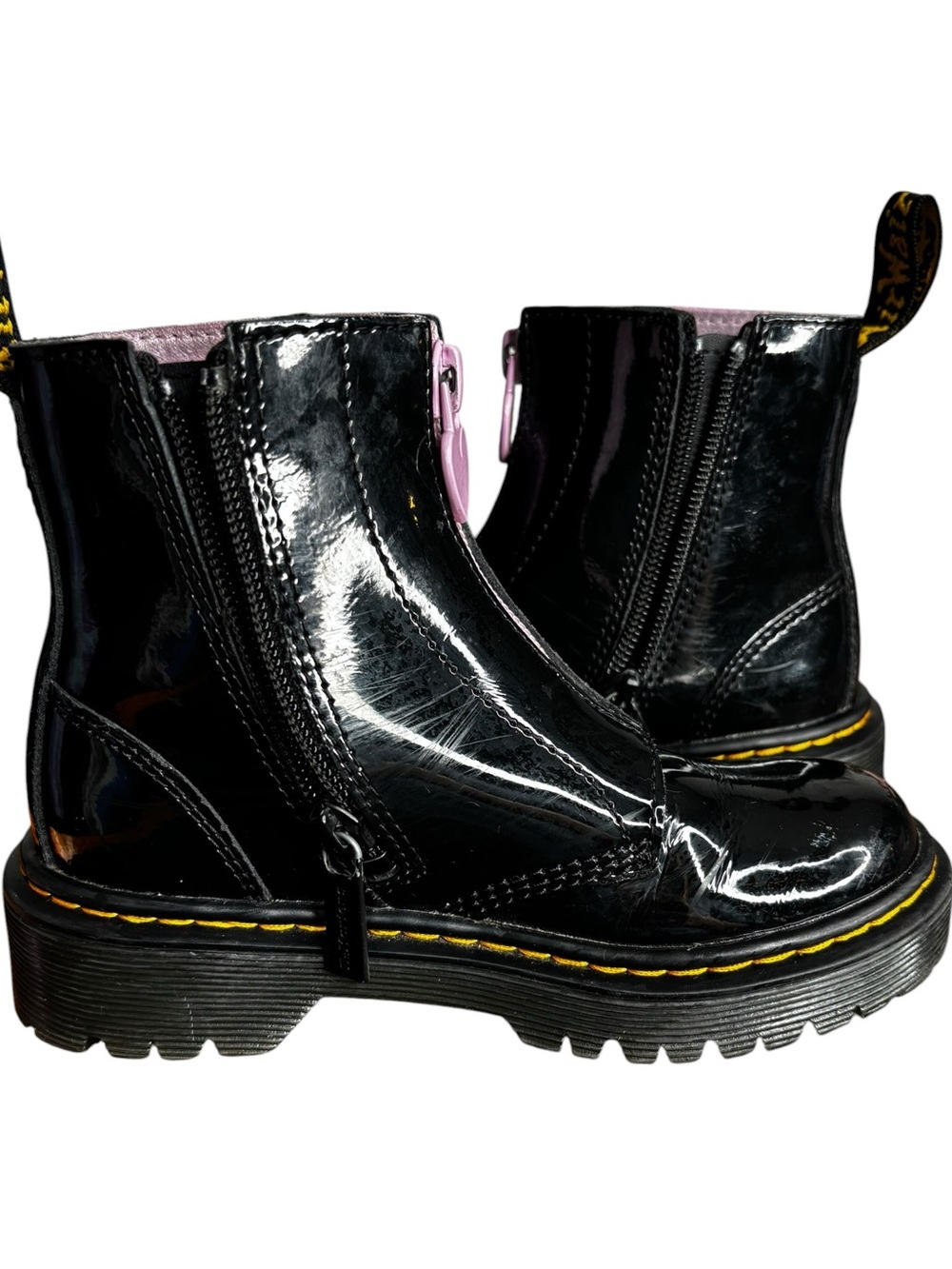 Dr Martens Junior Heart Nappa Patent Leather Pull on Zipper Boots Little Girl 11 - Picture 6 of 11